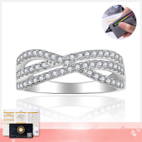 wholesale 18k Gold Plated 925 Sterling Silver Full Moissanite TikTok Live Instagram Style Cross Hollow-Out Design Ring for Women Stackable Ring-0.51ct US size 9