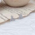 wholesale S925 Sterling Silver Maker Lucky Clover Stud Earrings for Women, Small and Exquisite Minimalist Design, Premium Ear Accessories-0-1