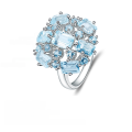 wholesale S925 Silver Luxury Group Setting Natural Topaz Ring, Fashionable and Elegant Gemstone Natural Colored Gem Ring-0-0