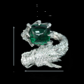wholesale 925 Silver Gold-Plated Ring with High-Carbon Diamond Muzo Green Sugar Loaf Cut, New Chinese Style Chinese Dragon, Versatile Jewelry for Women-0-2