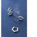 wholesale S925 silver ear studs, unisex minimalist diamond-inlaid pentagon trendy short couple ear hoops jewelry G0600-0-3
