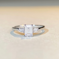 wholesale Sterling Silver D Color Moissanite Ring for Women, Square Emerald Cut Princess Four-Prong Setting-CBJZ009-80 points (high carbon diamond) No. 6