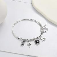 wholesale S925 Sterling Silver Multi-Element Accessories OT Buckle Design Versatile Retro Style Korean Series Bracelet for Women-281SM/approx. 11.7g 925 silver