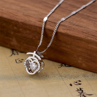 wholesale S925 Sterling Silver Auspicious and Agile Necklace, Fashionable Retro National Trend Style Niche Design Collarbone Chain Jewelry-Lucky character dynamic necklace set 925 silver