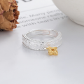 wholesale S925 Silver Fashion Cross-Border Small Floral Polka Dot Textured Creative Design Open Adjustable Ring-0-1