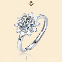 wholesale 925 Silver Korean Version High-Quality Moissanite Ring for Women, Adjustable Minimalist Style, Hot Seller in Live Streams-1 carat