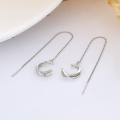 wholesale S925 Sterling Silver Korean Dongdaemun Double-Line Ear Cuff Long Geometric Ear Drop Ethereal Elegant Earrings-0-3