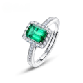 wholesale S925 Sterling Silver Cross-Border New Style Cultivated Emerald Vintage Light Luxury Ring for Women, High-End Factory Wholesale-0-0