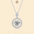 wholesale S925 Sterling Silver Moissanite Touch Pendant Necklace for Women with Chain, Gift Accessory, Light Luxury High-End Feeling Necklace-0-0