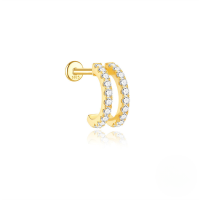 wholesale S925 Sterling Silver Pearl Butterfly Spiral Cartilage Ear Stud With Geometric Zircon Inlay-Single gold #12