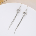 wholesale S925 Sterling Silver Crown Openwork Heart Moving Tassel Earrings, Versatile and Light Luxury Style for Elegant Ladies-0-2