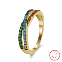 wholesale S925 Sterling Silver Jewelry, Infinity Figure 8 Design Zircon Diamond Ring, Factory Direct Wholesale-Electroplated 14K gold 1.93g No. 7