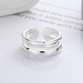wholesale S925 Sterling Silver Trendy English Letter Adjustable Ring, Minimalist Ins Style Versatile Index Finger Ring-0-1