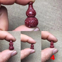wholesale Metal material natural high-content cinnabar accessory natural purple gold sand heaven and earth hole gourd pendant handmade DIY collectible-4#
