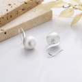 wholesale S925 Sterling Silver Frosted Brushed Round Ball Wish Fulfilled Ear Hooks Internet Celebrity Style INS Light Luxury Versatile Earrings for Women-0-1