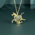 wholesale S925 Sterling Silver Original Chinese Trendy Galloping Horse Treading on a Flying Swallow Necklace Women's Small Collarbone Chain Versatile Fashion Jewelry Wholesale-0-0