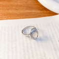 wholesale 925 Sterling Silver, White Chalcedony, Minimalist, Ins-style, Niche Design, Versatile, Adjustable Opening Ring for Women-0-3