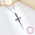 wholesale Metal Material: 925 Sterling Silver Cross Sword Retro Punk Necklace, Unisex Trendy Ins Style-0-2