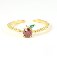 wholesale S925 Sterling Silver Miniature Zircon Fruit Ring, A Trendy And Creative Ins-style Ring, Popular In Europe And America-Gold-Orange Adjustable opening