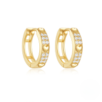 wholesale S925 Sterling Silver Double-layer Cross Drop Earrings With Crystal Heart Teardrop Design-Gold#6 925 silver