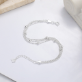 wholesale S925 sterling silver Korean-style new geometric multi-layer bead chain spliced bracelet, trendy design versatile accessory-0-2