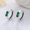 wholesale S925 sterling silver minimalist set small square green zirconium stud earrings, elegant and versatile for women with a unique and niche style-0-0