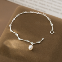 wholesale S925 Sterling Silver Retro Pearl Bracelet, Little Red Book Blogger Same Style Exquisite Twist Loop Clasp Bracelet S7661-S925 Silver Bracelet 925 Silver