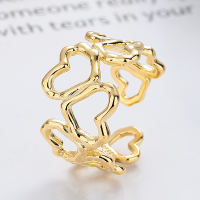 wholesale S925 Sterling Silver Korean Style Fresh and Sweet Geometric Irregular Minimalist Design Heart Ring-YJ1178 bright silver/approx. 3.4g &gt; adjustable opening