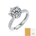 wholesale 18K gold-plated S925 silver ring with luxurious six-prong moissanite setting, new women's style, factory stock available for wholesale-0-6