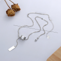 wholesale S925 Sterling Silver Personalized European and American Style English Tube Bead Small Pendant Tassel Minimalist Trendy Collarbone Chain Necklace-0-1