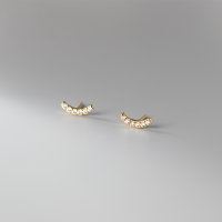 wholesale S925 silver earrings for women, Korean-style fresh and simple, diamond-encrusted, elegant smile sweet curve earrings G6234-S925 silver pair gold model>925 silver