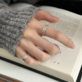 wholesale S925 Sterling Silver "Sui Sui Ping An" Wheat Sheaf Open Ring, Light Luxury High-End Style Index Finger Ring, Unisex Minimalist Band-0-3