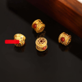 wholesale Sterling Silver Thick Gold Plated Inlaid with South Red Barrel Bead DIY Handmade Accessory Bracelet String DIY Decoration Fittings Beads-0-0