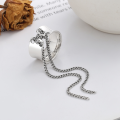 wholesale S925 sterling silver wide spliced long chain tassel irregular open ring, unique and distinctive Euro-American punk style-0-1