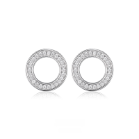 wholesale 925 Sterling Silver Geometric Circle Zircon Ear Studs Cross-borderIns Style Wholesale for Women-1894-Borderless-10MM 925 Silver