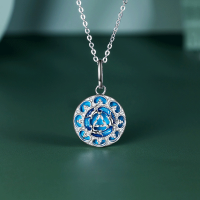 wholesale S925 Sterling Silver BFIRST Pendant Necklace for Women, Exquisite and High-End Feel, Three Lives and All Things, Versatile Turquoise Necklace Wholesale-Turquoise Necklace 925 Silver