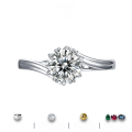 wholesale S925 Sterling Silver Genuine D Color Moissanite Ring for Women, Snowflake Twist Shank Luxury Engagement Wedding Ring-0-0