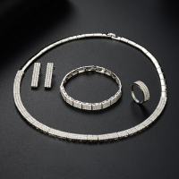 wholesale S925 silver four-piece set of luxurious and designer-inspired banquet jewelry, fully set for evening wear-Wedding banquet jewelry customization