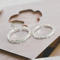 wholesale 925 Sterling Silver Stone Texture Couple Ring for Women, Plain Silver Minimalist Irregular Niche Design Sense Student Matching Ring for Men with Open End-Women's one piece Adjustable opening