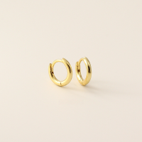wholesale S925 Sterling Silver Minimalist Korean Plain Circle Round Ear Studs Light Surface Multiple Sizes Stackable Ear Hoops-6mm yellow gold &gt; 925 silver