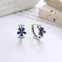 wholesale S925 Sterling Silver Korean-style Creative Fresh and Elegant Pastoral Style Resin Enamel Small Floral Blue and White Color-Blocked Earrings-YFR240/approx. 3.1g>925 silver