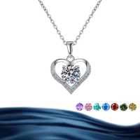 wholesale Metal material, one-carat moissanite fashion love heart necklace, clover pendant, versatile cross necklace-White 1 carat