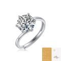wholesale S925 Silver Moissanite Precious Women's Ring Creative Trendy Six-Prong Setting Adjustable Open Band Source Wholesale-0-12
