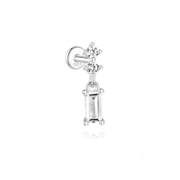 wholesale Sterling Silver With Rhinestones, Tassel, Threaded Flat-back Ear Bone Stud Earrings,。-Single platinum #4
