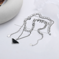 wholesale S925 Sterling Silver Korean Style Geometric Resin Pendant with English Print, Double-Layer Layered Necklace for a Trendy and Edgy Look-0-1