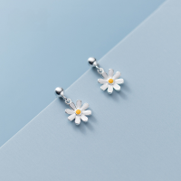 wholesale S925 Sterling Silver Korean-style Summer Sunflower Daisy Stud Earrings, Sweet and Petite Short Design for Women G6787-s925 silver pair-silver model 925 silver