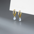 wholesale S925 Sterling Silver Korean-style Minimalist Single Diamond Teardrop Ear Clips, Convertible for Two Wearing Styles, Commuter Earrings M05948-0-0