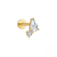 wholesale S925 Sterling Silver Geometric Star Stud Earrings With Crystal Accents-Single gold #2