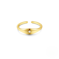 wholesale S925 Sterling Silver Wave-inspired Open Toe Ring With Zircon Accents, A Summer Staple-Gold#4 925 silver