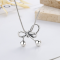 wholesale S925 Sterling Silver Korean-style Small Fresh Bow Ball Joint Snake Chain Sweet and Lovely Necklace-0-0